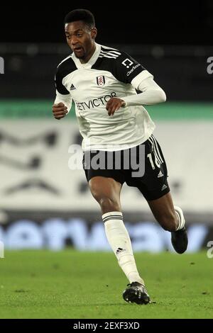 Londra, Regno Unito. 04 marzo 2021. Tosin Adarabioyo di Fulham in azione. Premier League Match, Fulham v Tottenham Hotspur al Craven Cottage di Londra giovedì 4 marzo 2021. Questa immagine può essere utilizzata solo per scopi editoriali. Solo per uso editoriale, è richiesta una licenza per uso commerciale. Nessun utilizzo nelle scommesse, nei giochi o nelle pubblicazioni di un singolo club/campionato/giocatore. pic by Steffan Bowen/Andrew Orchard sports photography/Alamy Live news Credit: Andrew Orchard sports photography/Alamy Live News Foto Stock