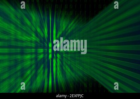 rappresentazione astratta di numeri binari verdi e sfondo digitale dello schermo Foto Stock