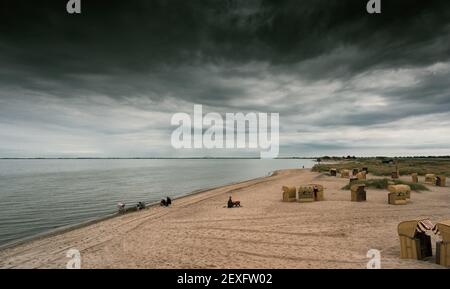 Sedie a sdraio sul Timmendorfer Strand, Mar Baltico. Germania. Foto Stock