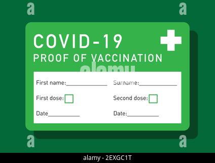 Covid-19 prova della carta verde di vaccinazione Illustrazione Vettoriale