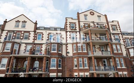 Alto complesso di appartamenti per vacanze a Bridlington, Regno Unito Foto Stock