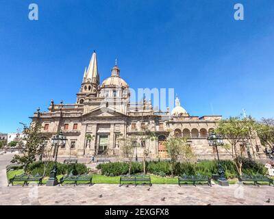 La splendida Cattedrale di Guadalajara nel centro storico, Guadalajara, Jalisco, Messico Foto Stock