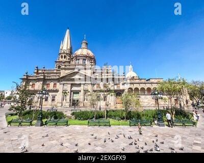 La splendida Cattedrale di Guadalajara nel centro storico, Guadalajara, Jalisco, Messico Foto Stock