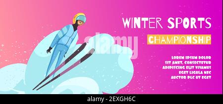 Poster campionato sport estremi invernali con simboli di salto vettore piatto illustrazione Illustrazione Vettoriale