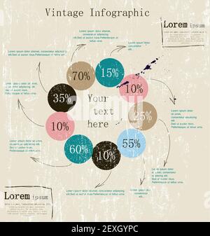 Infografico retrò con frecce di inchiostro. Foto Stock