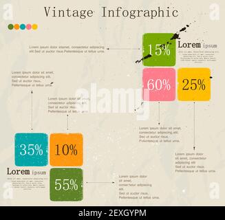 Infografico retrò con frecce di inchiostro. Foto Stock