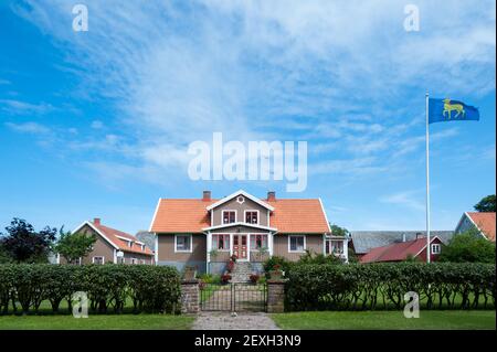 Antica casa colonica sull'isola di Oeland, Svezia Foto Stock