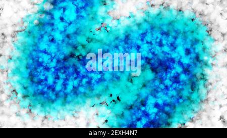 Pittura astratta con sfondo scuro. Pennellate in bianco, blu e verde. Texture marmo. Colori dell'inchiostro con alcol. 4K. Foto Stock
