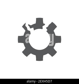 icona del dente rotta, colore, linea, segno vettoriale del contorno, pittogramma di stile lineare isolato su bianco. Simbolo, illustrazione del logo Illustrazione Vettoriale