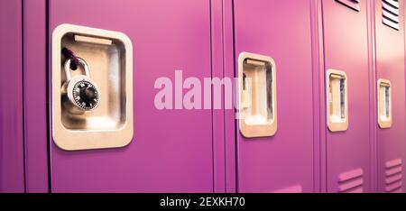 Armadietti per gli studenti della Scuola Universitaria Campus Corridoio Armadietto College Foto Stock