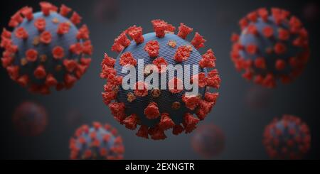 Molti virus patogeni che causano l'infezione. Illustrazione con rendering 3D. Foto Stock