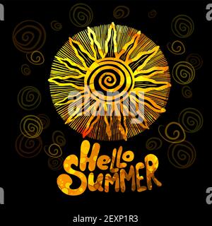 Oggetto solare d'epoca. Ciao estate. Illustrazione vettoriale Illustrazione Vettoriale