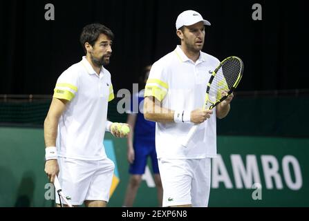 Jeremy Chardy e Fabrice Martin di Francia durante il giorno 3 del 48° torneo mondiale di tennis ABN AMRO, un torneo ATP Tour 500 il 3 marzo 2021 al Rotterdam Ahoy di Rotterdam, Paesi Bassi - Foto Jean Catuffe/DPPI Foto Stock