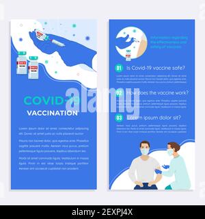 Vettore modello del vaccino del coronavirus Covid-19. Illustrazione Vettoriale