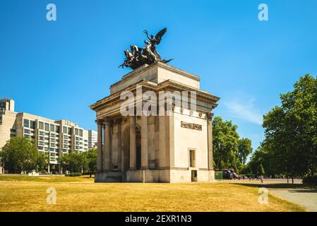 Wellington Arch, (Constitution Arch) a Green Park, londra, inghilterra, regno unito Foto Stock