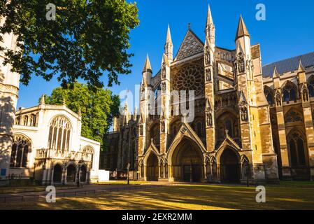 Facciata dell'abbazia di Westminster a londra, inghilterra, regno unito Foto Stock