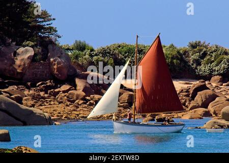 Barca a vela sul mare Foto Stock