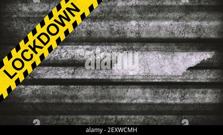 Lockdown Tennessee Map, Coronavirus, focolaio quarantena background Foto Stock