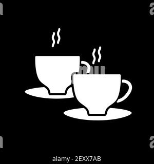 Due tazze di caffè calde in modalità scura icona glifo Illustrazione Vettoriale