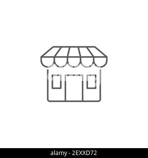 Icona del negozio, colore, linea, simbolo vettoriale, pittogramma lineare isolato su bianco. Simbolo, illustrazione del logo Illustrazione Vettoriale