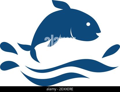 Illustrazione dello stock del modello del logo del pesce , Logo di salto del pesce Illustrazione Vettoriale