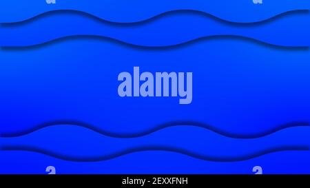 Sfondo grafico astratto - parete colorata di diverse onde blu Con effetti ombra - spazio per il testo - 3D Illustrazione Foto Stock