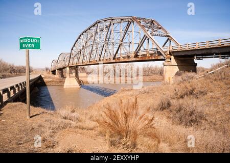 Ponte sul fiume Missouri Montana Stati Uniti del nord Foto Stock