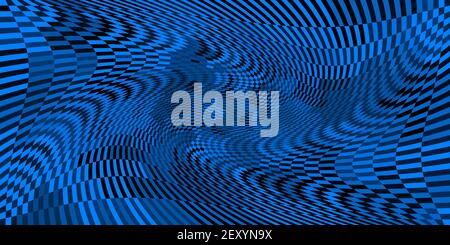 Sfondo astratto con scacchi monocromo twirl futuristico onde arte Illustrazione Vettoriale