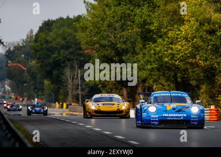 78 Beretta Michele (ita), Felbermayr Jr Horst (aut), Van Slipteren Max (nld), Proton Competition, Porsche 911 RSR, azione durante la 2020 24 ore di le Mans, 7° appuntamento del Campionato Mondiale FIA Endurance 2019-20 sul circuito des 24 Heures du Mans, dal 16 al 20 settembre, 2020 a le Mans, Francia - Foto Xavi Bonilla / DPPI Foto Stock