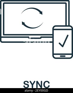 Simbolo icona vettore di sincronizzazione. Segno creativo da seo e sviluppo icone raccolta. Icona di sincronizzazione piatta piena per computer e dispositivi mobili Illustrazione Vettoriale