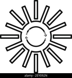 Riciclare energia solare icona, stile contorno Illustrazione Vettoriale