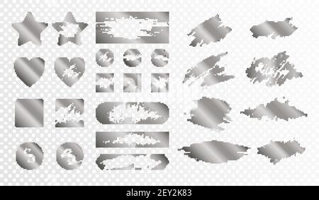 Schede di graffio di diverso formato monocromatico isolato su trasparente immagine vettoriale piatta di sfondo Illustrazione Vettoriale