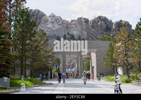 L'ingresso al Monte Rushmore nel South Dakota mostra 4 presidenti degli Stati Uniti. Foto Stock