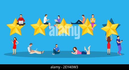Utente che dà cinque stelle. Illustrazione Vettoriale