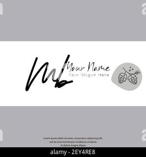 M B MB scritta a mano e logo della firma della lettera iniziale. Beauty Vector primo logo .Moda, boutique, floreale e botanico Illustrazione Vettoriale