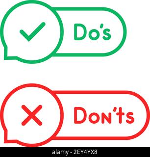 bolla di linea sottile come do s e don ts Illustrazione Vettoriale
