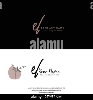 E L EL testo iniziale della lettera e logo della firma. Beauty Vector primo logo .Moda, boutique, floreale e botanico Illustrazione Vettoriale