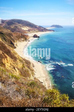 Splendida costa californiana lungo la Pacific Coast Highway, USA. Foto Stock