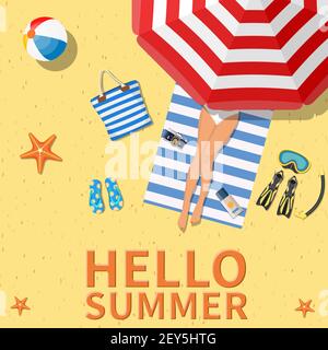 Le donne si rilassano in spiaggia. Illustrazione Vettoriale