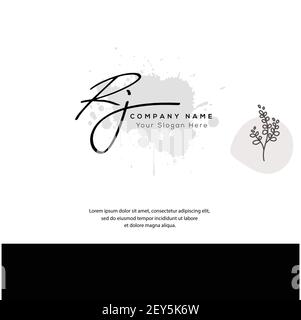 R J RJ scrittura a mano della lettera iniziale e logo della firma. Beauty Vector primo logo .Moda, boutique, floreale e botanico Illustrazione Vettoriale