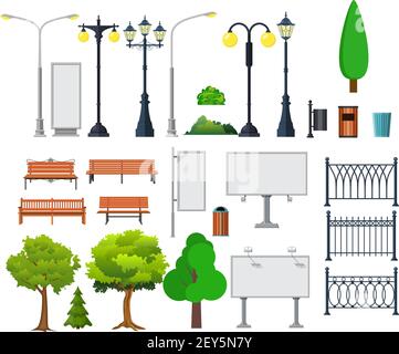 Elementi urbani ed esterni. Illustrazione Vettoriale