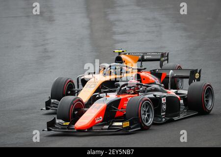 14 Matsushita Nobuharu (jpn), MP Motorsport, Dallara F2 2018, 10 Samaia Guilherme (bra), Campos Racing, Dallara F2 2018, azione durante il 3° appuntamento del Campionato FIA Formula 2 2020 dal 17 al 19 luglio 2020 sull'Hungaroring, a Budapest, Ungheria - Foto Antonin Vincent / DPPI Foto Stock