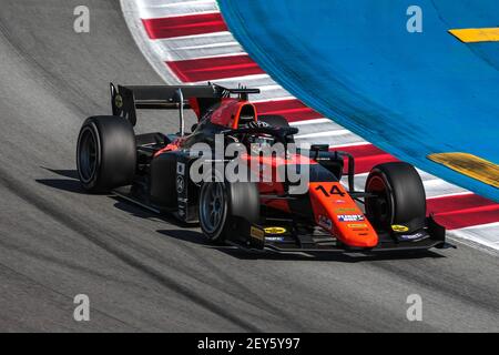 14 Matsushita Nobuharu (jpn), MP Motorsport, Dallara F2 2018, azione durante il 6° round del Campionato FIA Formula 2 2020 dal 14 al 16 agosto 2020 sul circuito di Barcellona-Catalunya, a Montmelo, vicino Barcellona, Spagna - Photo Diederik van der Laan / Dutch Photo Agency / DPPI Foto Stock