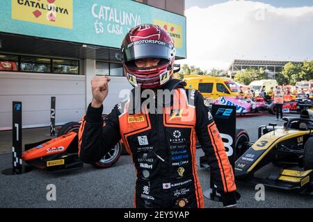 Matsushita Nobuharu (jpn), MP Motorsport, Dallara F2 2018, ritratto, ambientazione durante il 6° round del Campionato FIA Formula 2 2020 dal 14 al 16 agosto 2020 sul circuito di Barcellona-Catalunya, a Montmelo, vicino Barcellona, Spagna - Foto Sebastian Rozendaal / Dutch Photo Agency / DPPI Foto Stock