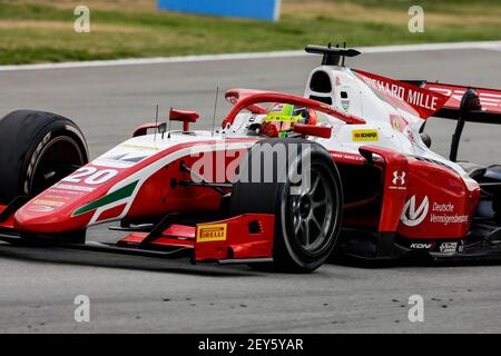 20 Schumacher Mick (ger), Prema Racing, Dallara F2 2018, in azione durante il 6° round del Campionato FIA Formula 2 2020 dal 14 al 16 agosto 2020 sul circuito di Barcellona-Catalunya, a Montmelo, vicino Barcellona, Spagna - Foto Xavi Bonilla/DPPI Foto Stock