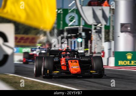 14 Matsushita Nobuharu (jpn), MP Motorsport, Dallara F2 2018, azione durante il 6° round del Campionato FIA Formula 2 2020 dal 14 al 16 agosto 2020 sul circuito di Barcellona-Catalunya, a Montmelo, vicino Barcellona, Spagna - Photo Diederik van der Laan / Dutch Photo Agency / DPPI Foto Stock