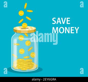 Vasetto di denaro. Risparmio moneta del dollaro in vaso. Illustrazione Vettoriale