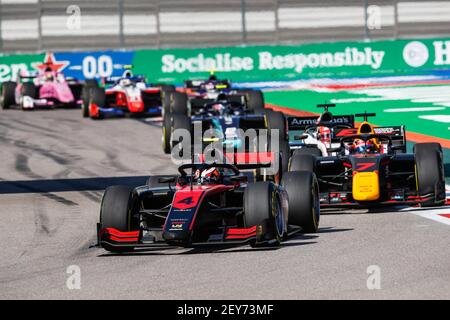 04 Ilott Callum (gbr), uni-Virtuosi, Dallara F2 2018, in azione durante la decima prova del Campionato FIA Formula 2 2020 dal 25 al 27 settembre 2020 sulla Sochi Autodrom, a Sochi, Russia - Foto Antonin Vincent/DPPI Foto Stock