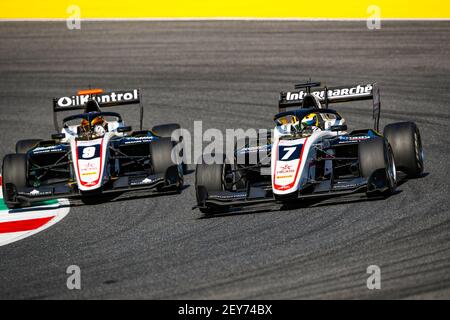 07 Pourchaire Theo (fra), ART Grand Prix, Dallara F3 2019, 09 Fernandez Sebastian (spa), ART Grand Prix, Dallara F3 2019, azione durante la nona prova del Campionato FIA Formula 3 2020 dal 11 al 13 settembre 2020 sull'autodromo internazionale del Mugello, a Scarperia e San Piero, Vicino Firenze, Italia - Foto Florent Gooden / DPPI Foto Stock