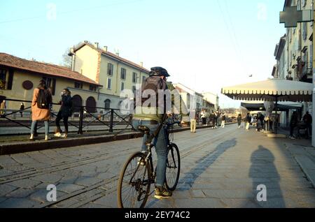 Milano, Italia. 05 marzo 2021. Milano, primo giorno della zona arancione rinforzata, sui Navigli e Darsena Editorial Usage Only Credit: Independent Photo Agency/Alamy Live News Foto Stock